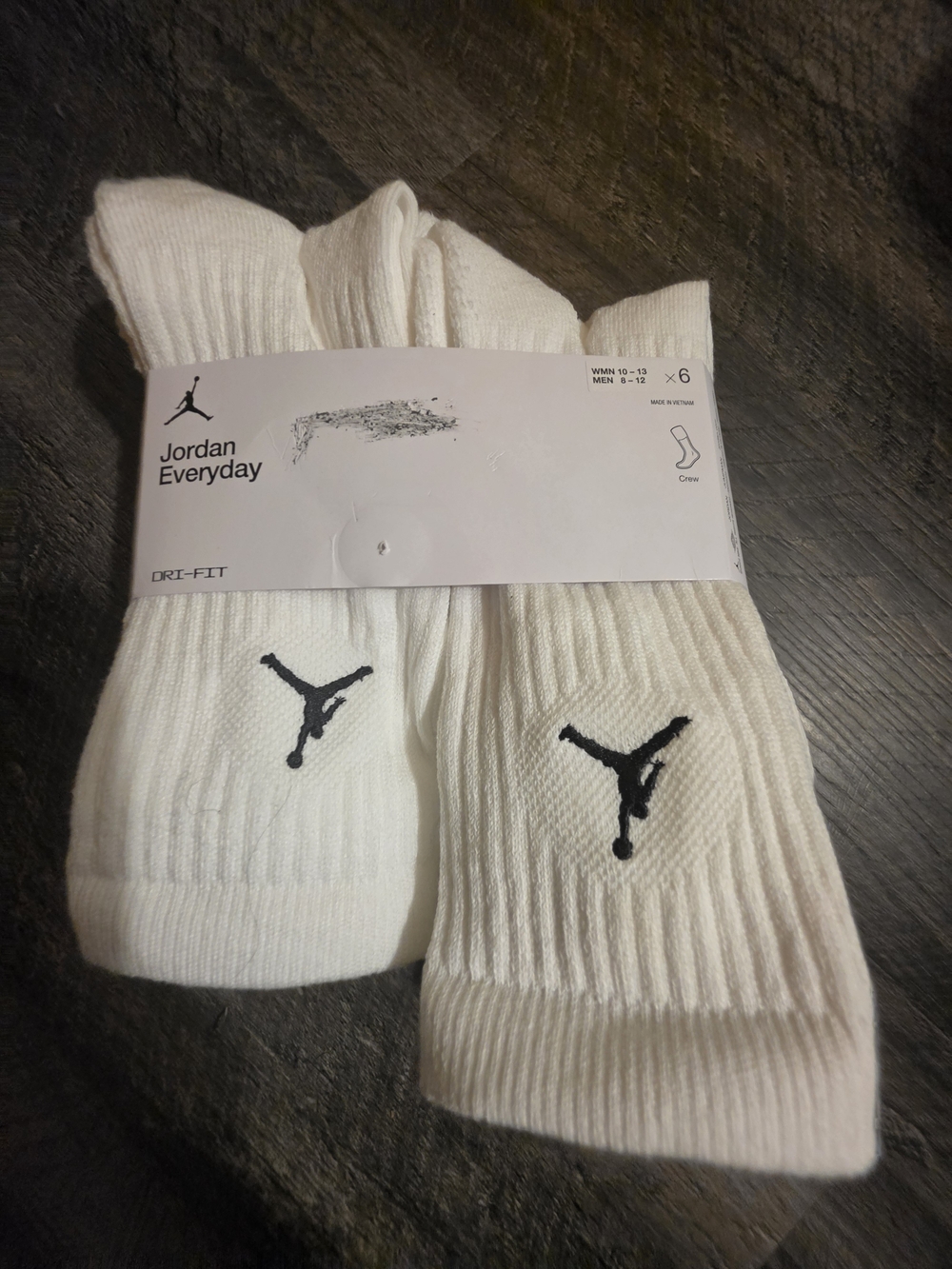 Jordan White Crew Athletic Socks 6 Pack Size L
